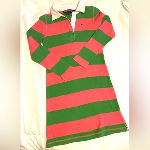 Vineyard Vines Pink and Green Striped Kids Casual Dress